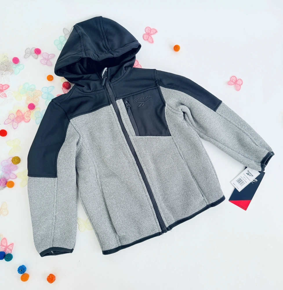 Chlapecká hybridní bunda Reebok - šedočerná